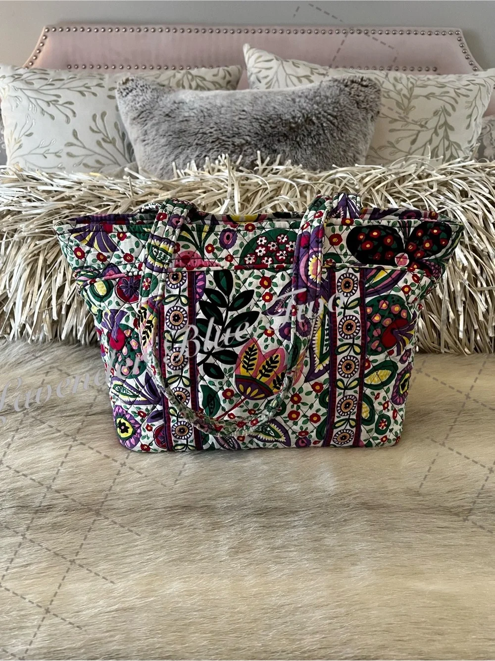 VERA BRADLEY Viva La Vera 2011 Mandy Tote Purple Green Zipper Pockets Y2K Floral